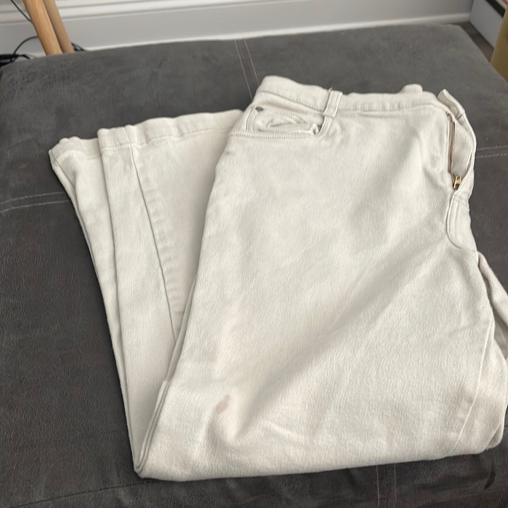 Women’s washed faded blue jeans from Cherokee.